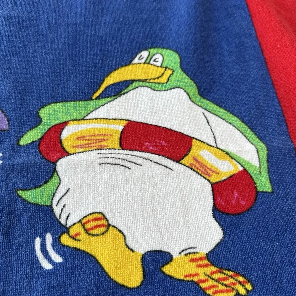 Cotton Beach Towel Vintage Penguins 52x29 Davidson Cotton Company